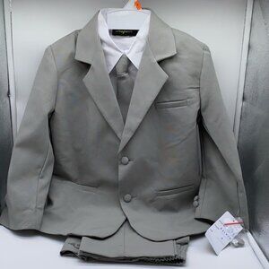 Rafael Collection Boys 4 Piece Formal Suit Set Grey Size 6